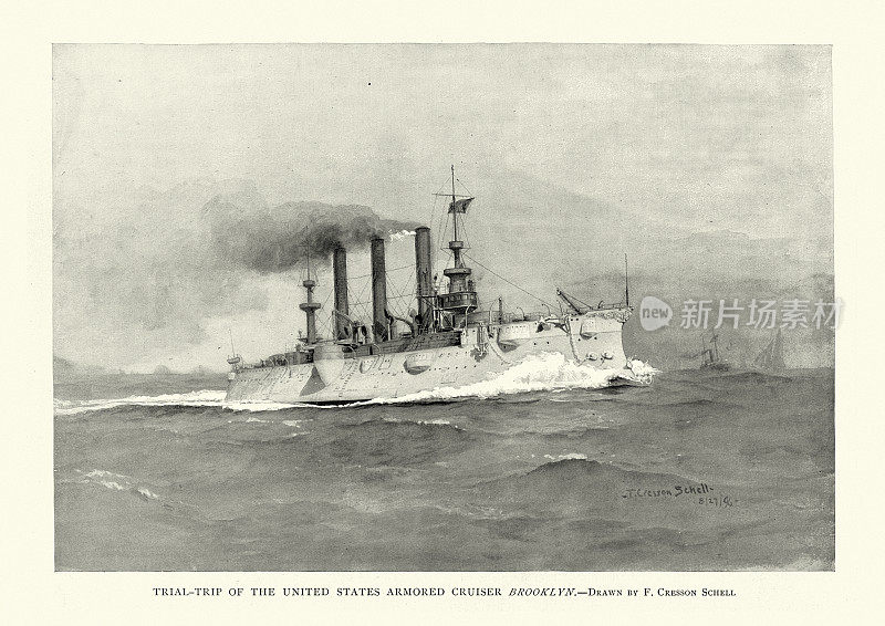 USS Brooklyn (ACR-3)，美国海军战舰，装甲巡洋舰，1890年代